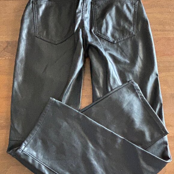 Gap Vintage Slim High Rise Faux Leather Pants Black Women’s Size 26/2r Straight - Picture 5 of 9